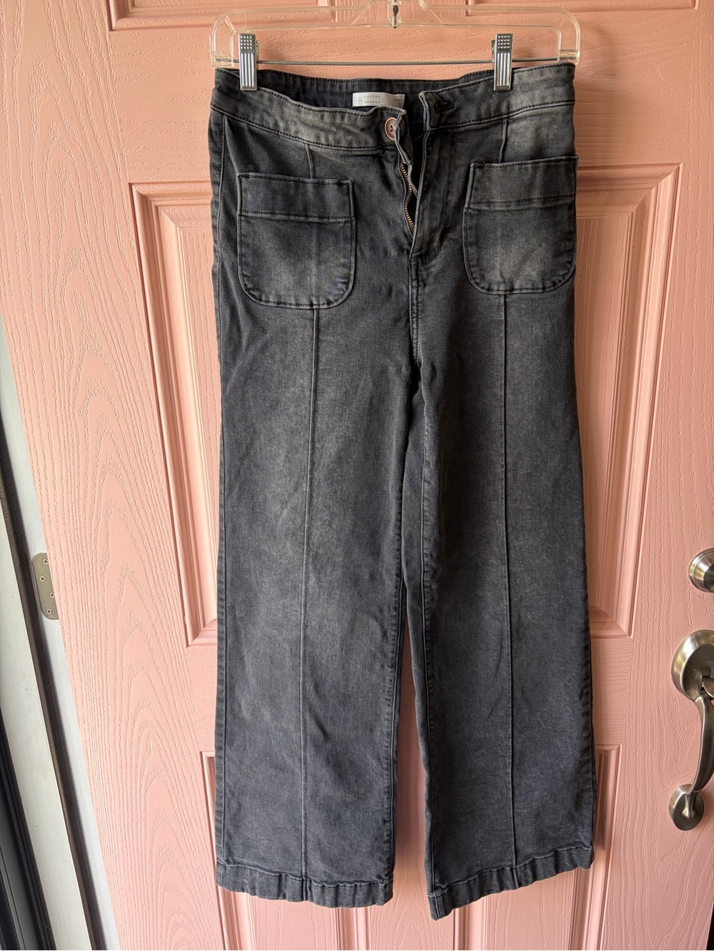 LC Lauren Conrad High-Rise Wide-Leg Jeans in Washed Black